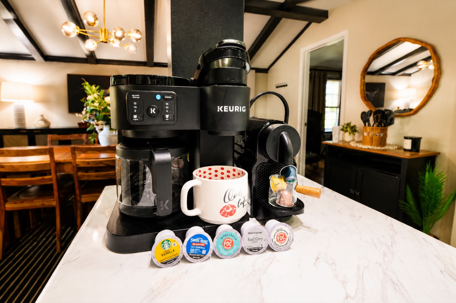 Coffee station in the Corbin furnished home
