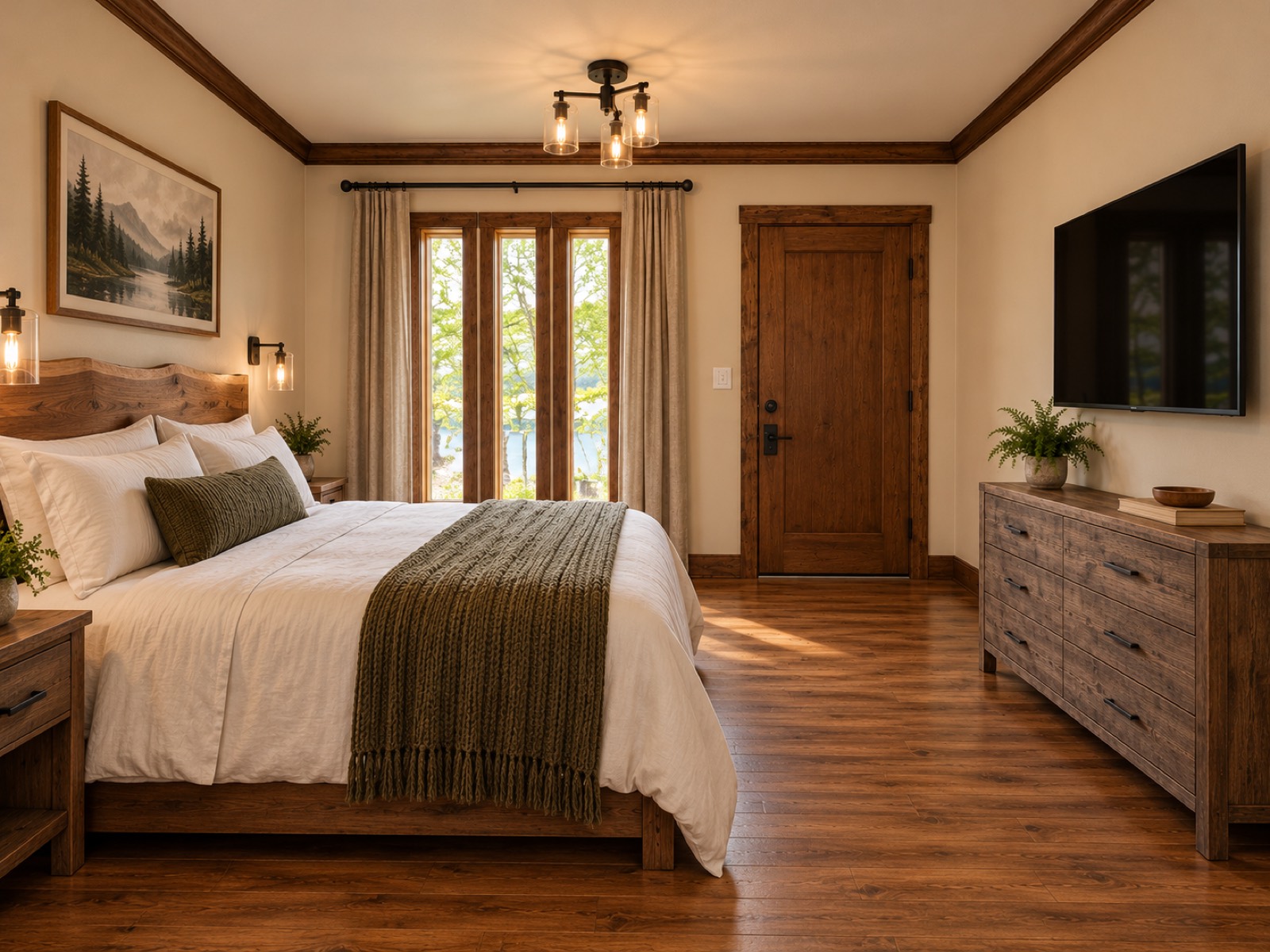 Concept rendering of a king suite with lake-view windows
