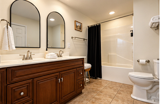 Second view of the bathroom vanity and tub