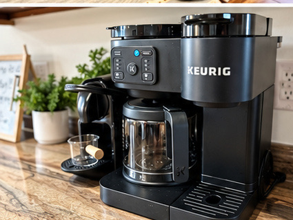 Coffee station with a Keurig coffee maker